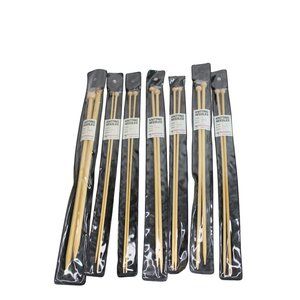 7 Pairs 14" Knitting Needles Bamboo UNUSED 89726